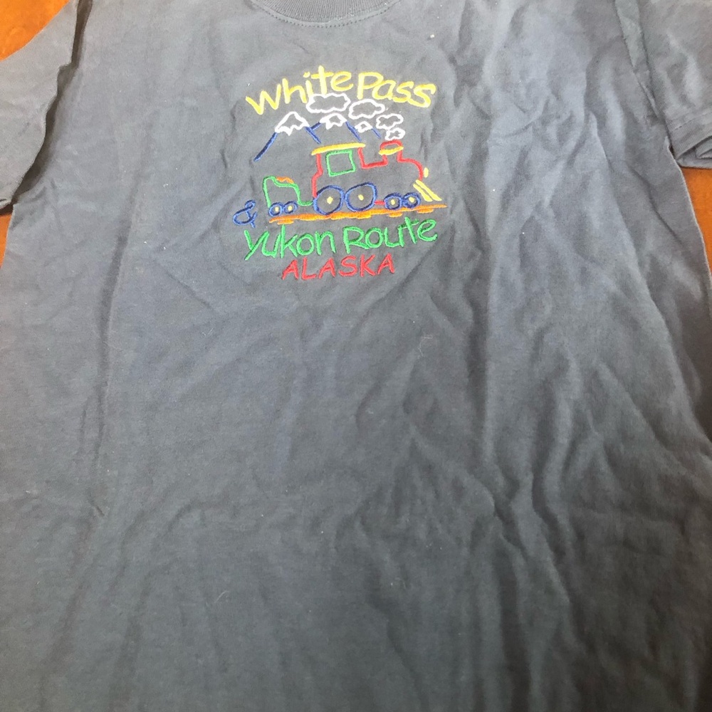 White Pass Yukon Route Alaska Embroidered Tee - grey